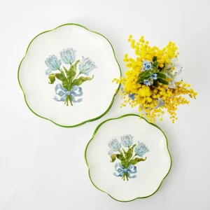 Hot Blue Tulip Dinner & Starter Plates (Set Of 8) Crockery Sets