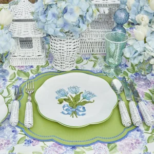 Hot Blue Tulip Dinner & Starter Plates (Set Of 8) Crockery Sets