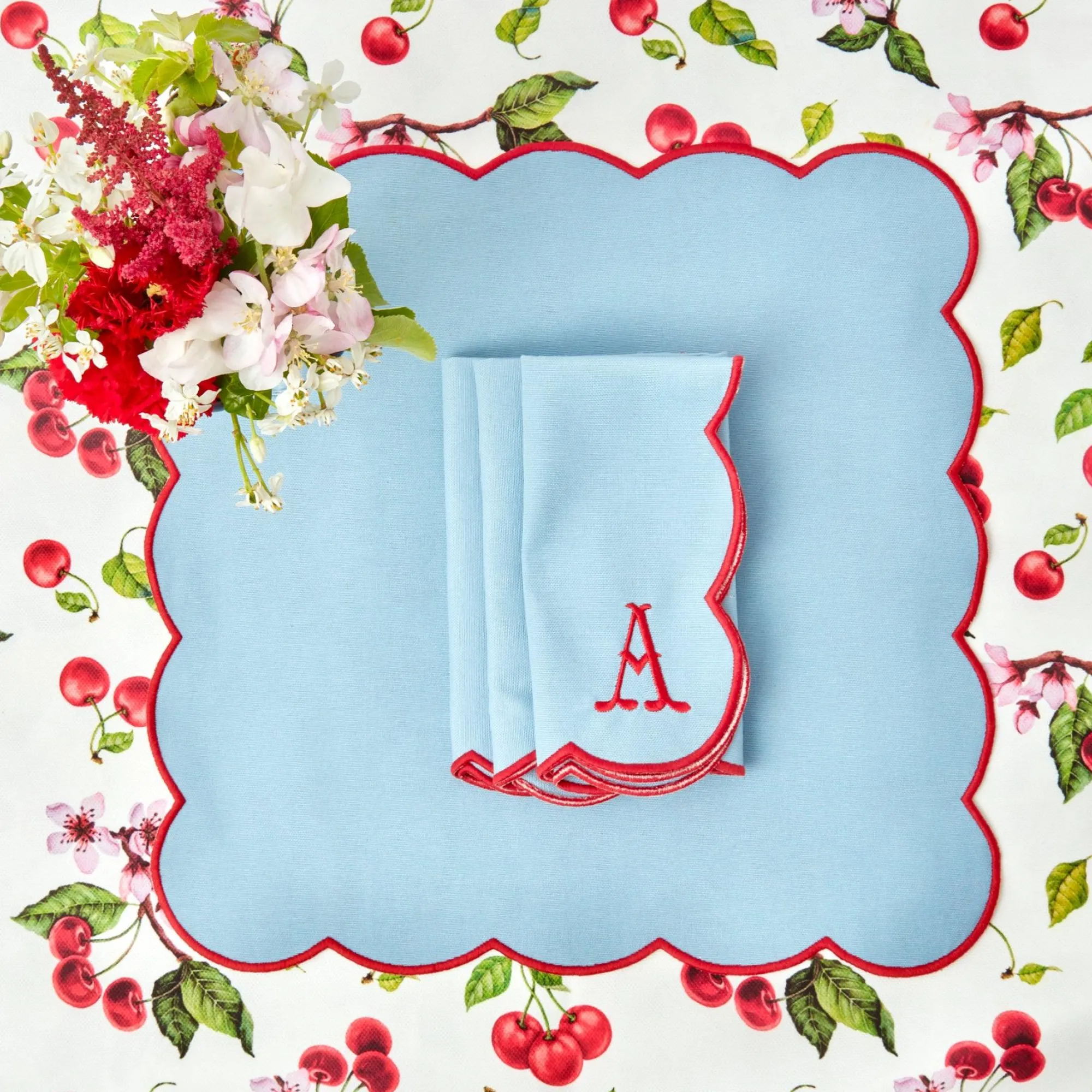 blue_with_red_scallop_nap_6.webp Clearance Blue With Red Scallop Napkins (Set Of 4) Napkins