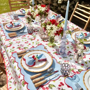 Cheap Blue With Red Scallop Placemat (Set Of 4) Placemats