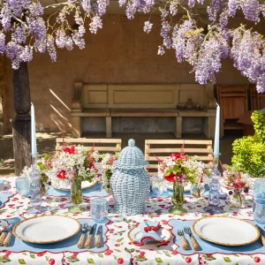 Cheap Blue With Red Scallop Placemat (Set Of 4) Placemats