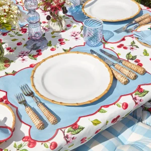 Cheap Blue With Red Scallop Placemat (Set Of 4) Placemats