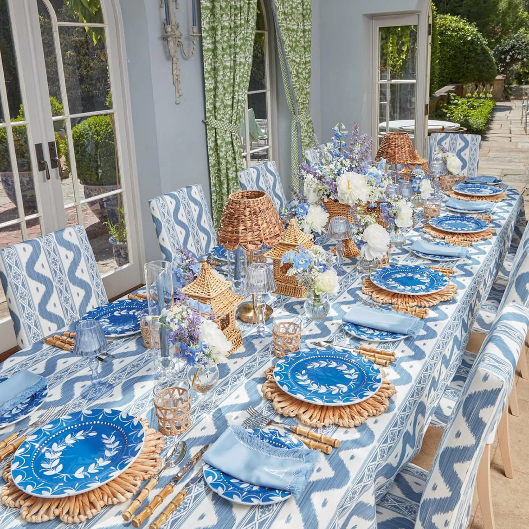 charlotte_blue_ikat_dinin_2.webp Shop Charlotte Blue Ikat Dining Chair Chairs