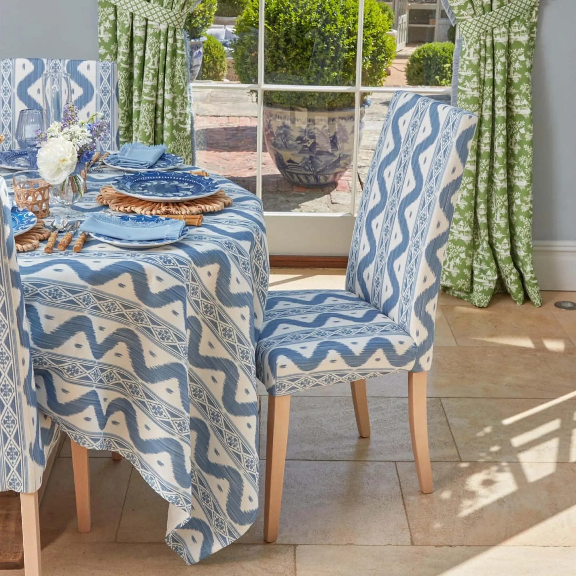 charlotte_blue_ikat_dinin_4.webp Shop Charlotte Blue Ikat Dining Chair Chairs