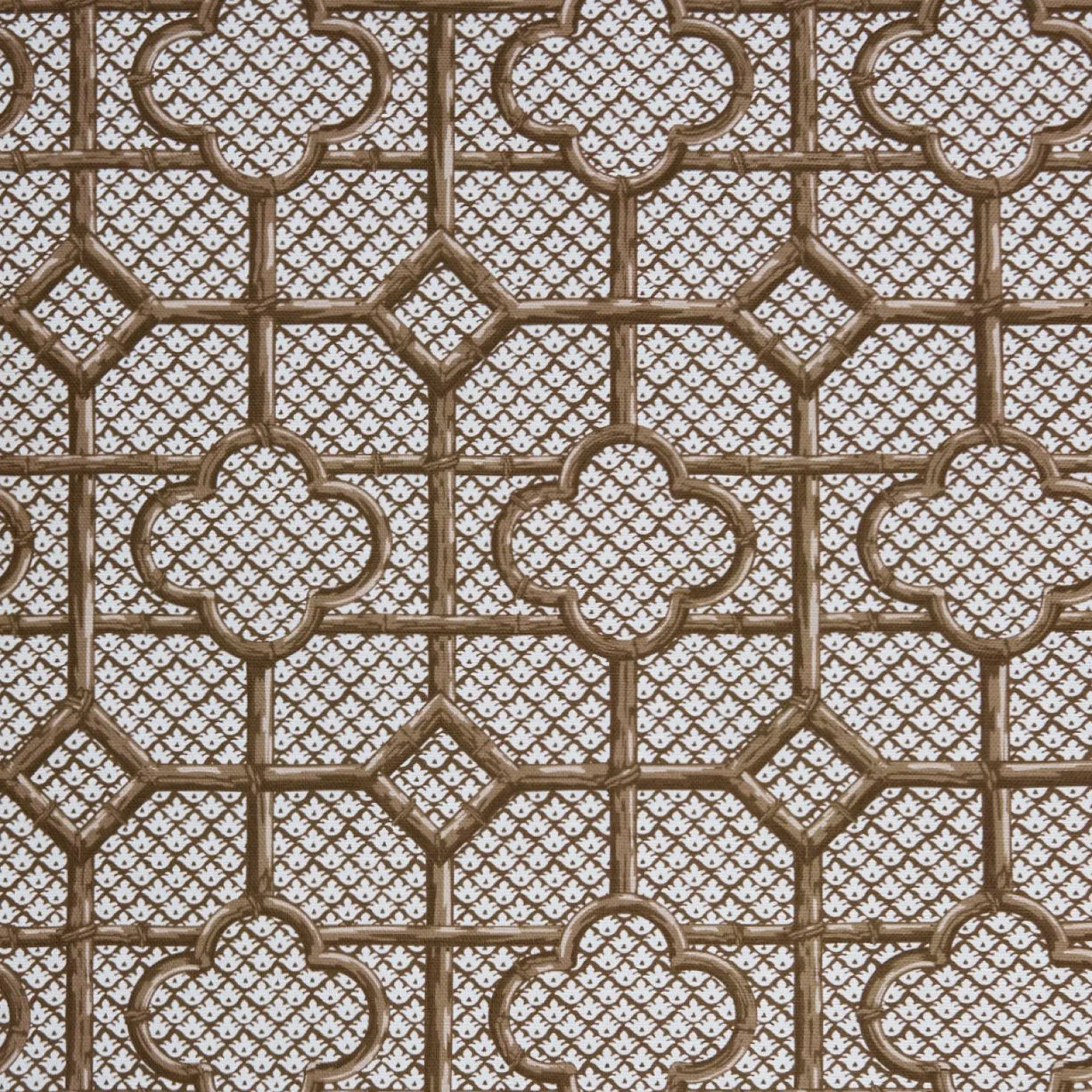 chestnut_brown_bamboo_tre_1.webp Sale Chestnut Brown Bamboo Trellis Fabric Serena Fresson Fabrics
