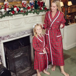 Shop Children's Red Tartan Frilled Dressing Gown Aprons & Robes
