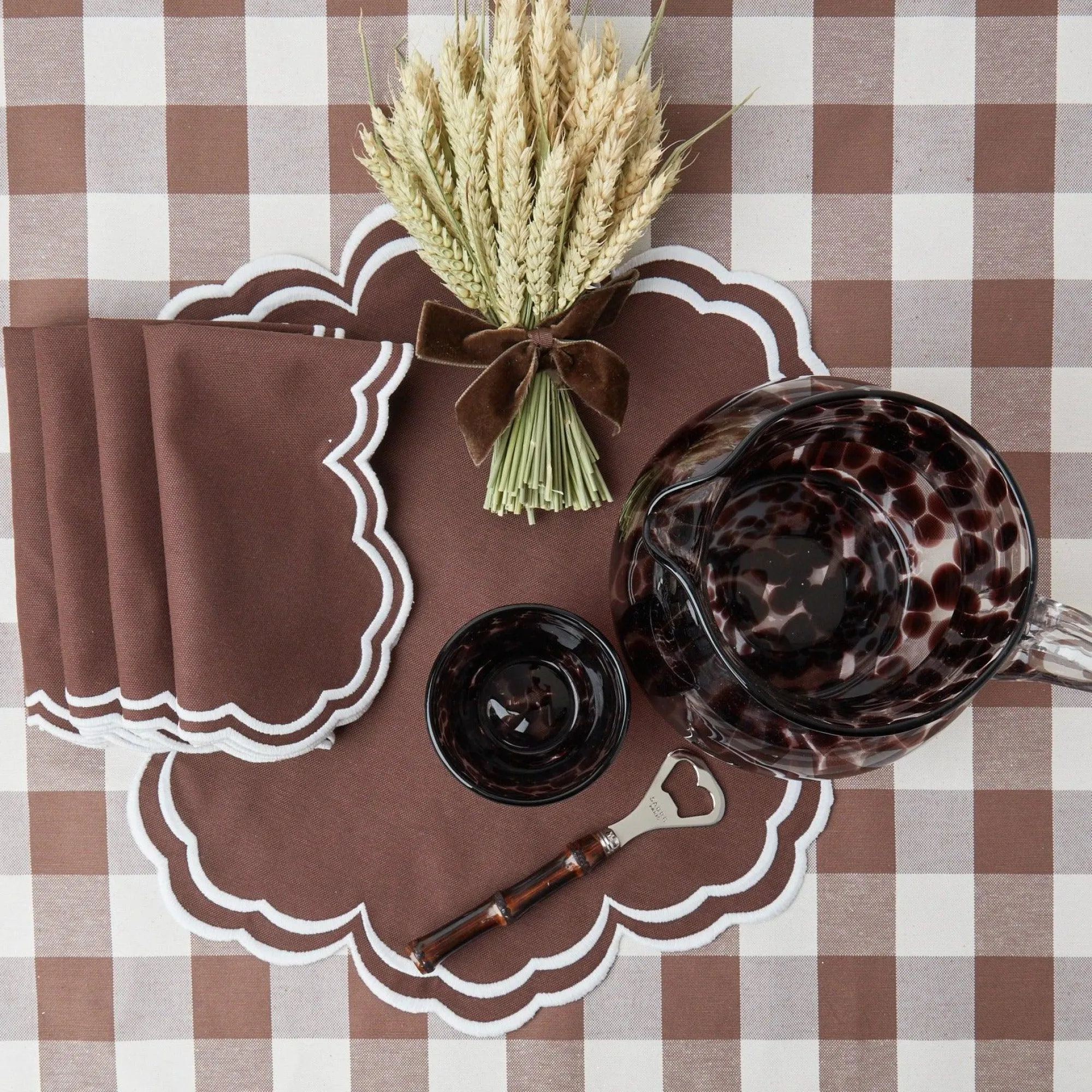 chocolate_gingham_tablecl_20.webp Discount Chocolate Gingham Tablecloth Tablecloths
