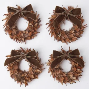 Fashion Chocolate Velvet Mini Bows (Set Of 4) Napkin Rings, Bows & Wreaths