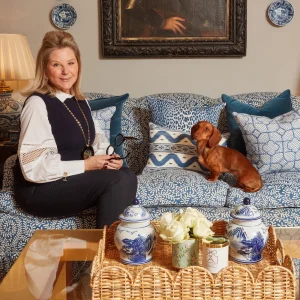 Best Cobalt Blue Bamboo Trellis Fabric Serena Fresson Fabrics