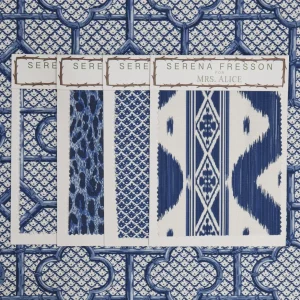 Best Cobalt Blue Bamboo Trellis Fabric Serena Fresson Fabrics