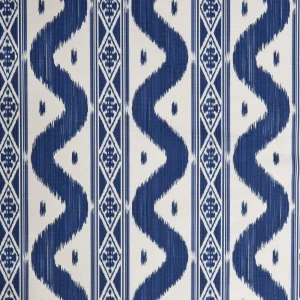 Shop Cobalt Blue Ikat Stripe Fabric Serena Fresson Fabrics