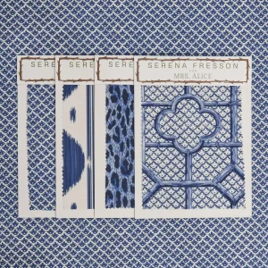 Best Cobalt Blue Lotus Flower Fabric Serena Fresson Fabrics