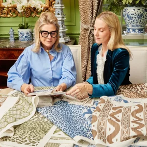 Best Cobalt Blue Lotus Flower Fabric Serena Fresson Fabrics