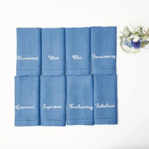 Cheap Compliment Blue Linen Napkins (Set Of 8) Napkins
