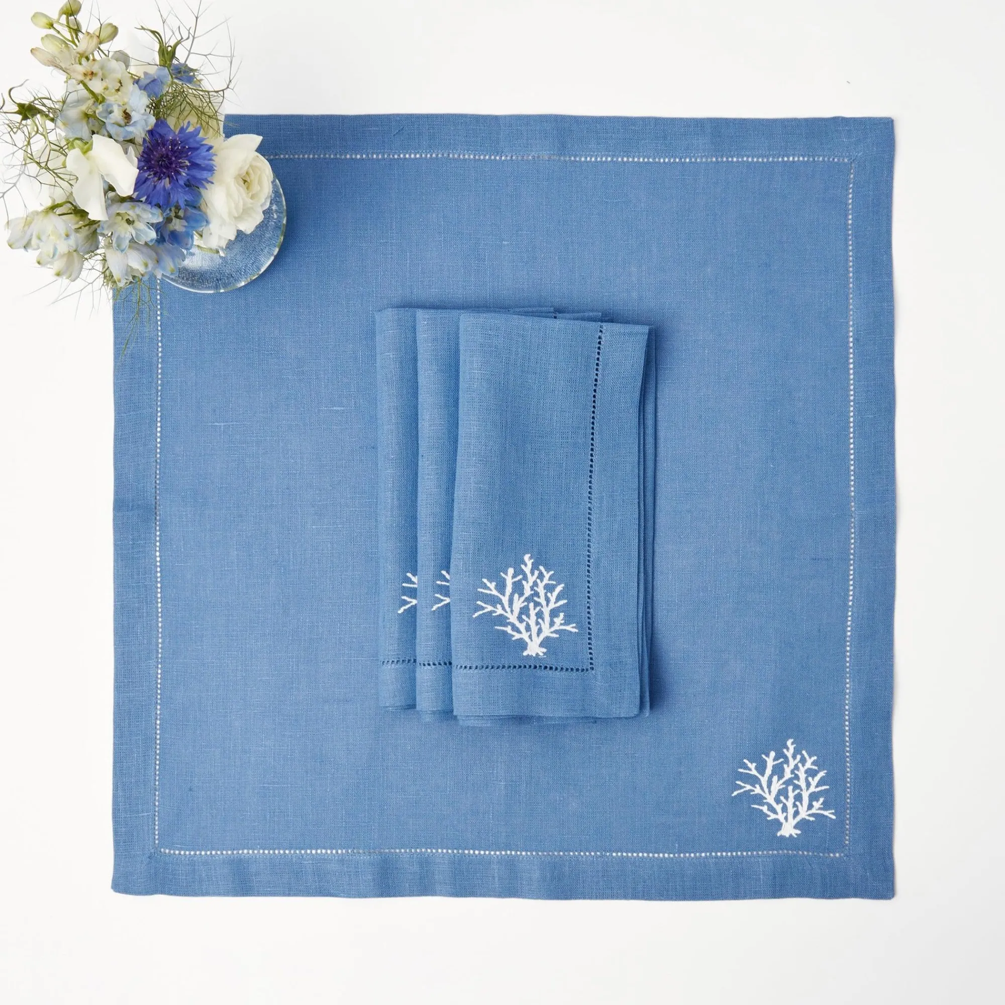 coral_blue_linen_napkins__0.webp Sale Coral Blue Linen Napkins (Set Of 4) Napkins
