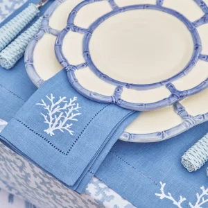 Sale Coral Blue Linen Napkins (Set Of 4) Napkins