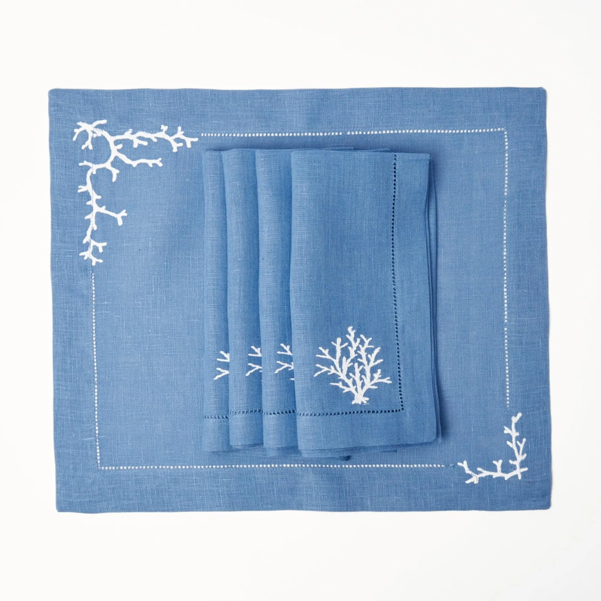 coral_blue_linen_napkins__11.webp Sale Coral Blue Linen Napkins (Set Of 4) Napkins