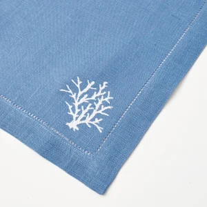 Sale Coral Blue Linen Napkins (Set Of 4) Napkins