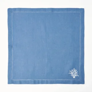 Sale Coral Blue Linen Napkins (Set Of 4) Napkins