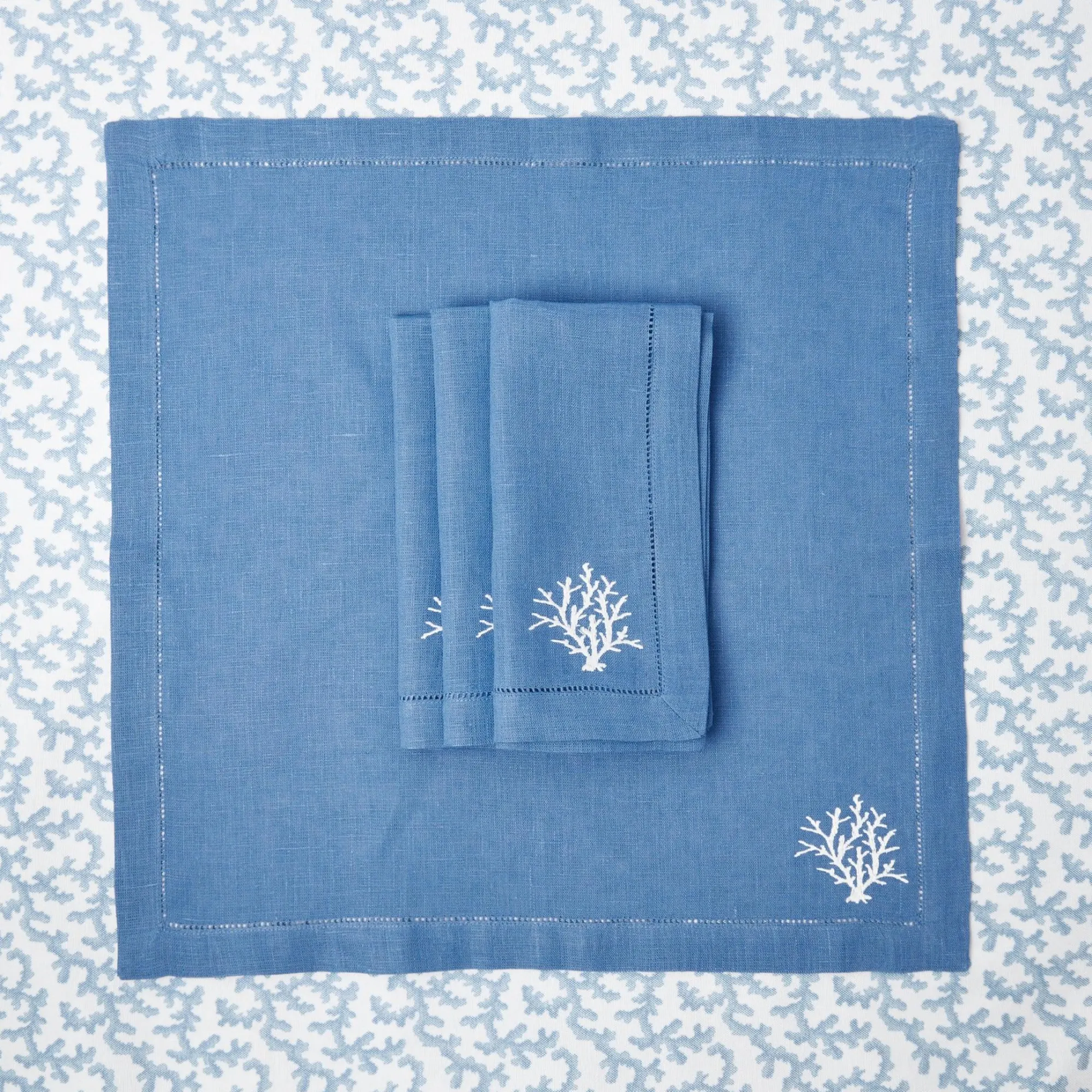 coral_blue_linen_napkins__17.webp Sale Coral Blue Linen Napkins (Set Of 4) Napkins