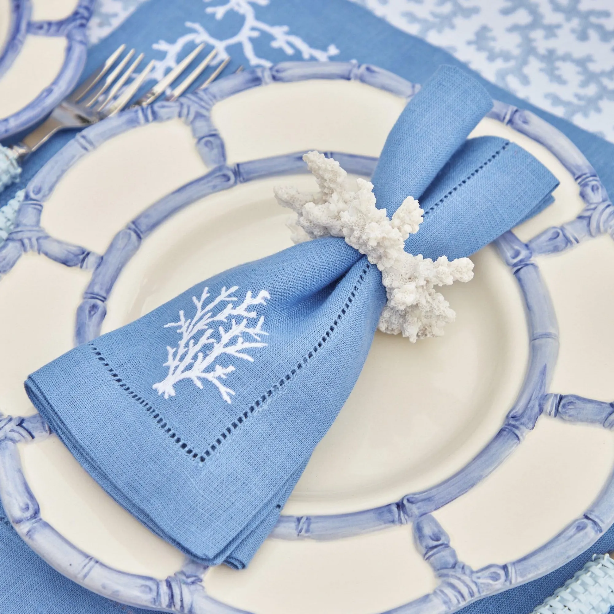 coral_blue_linen_set_6.webp Hot Coral Blue Linen Set Table Linen Sets