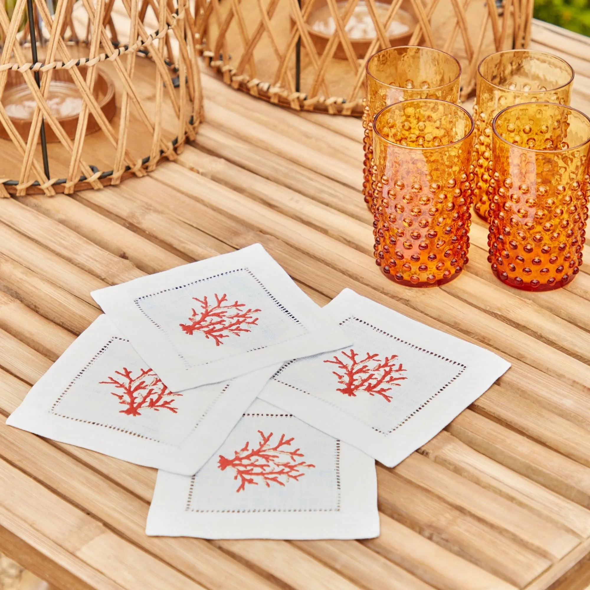 coral_linen_cocktail_napk_1.webp Fashion Coral Linen Cocktail Napkins (Set Of 4) Napkins
