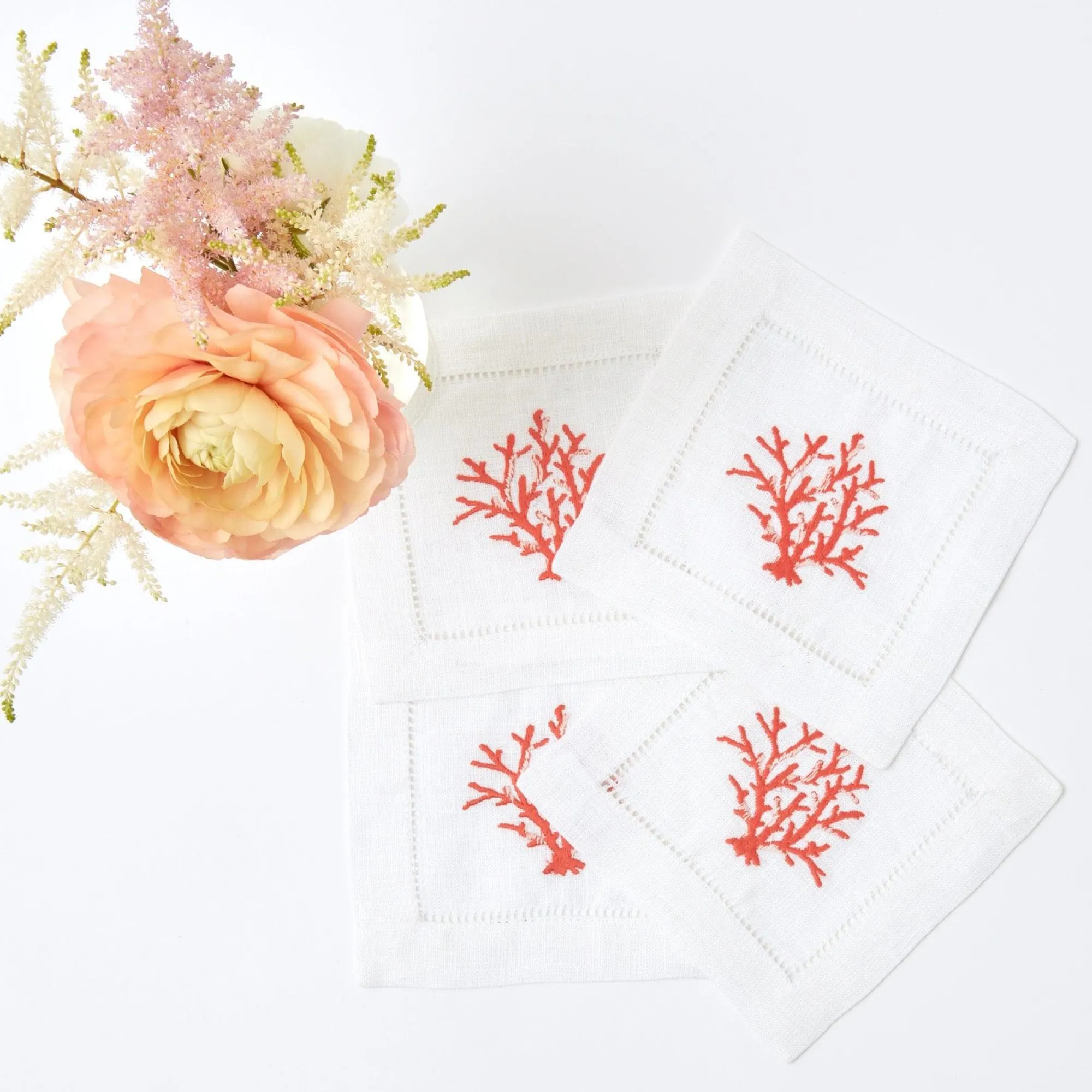 coral_linen_cocktail_napk_3.webp Fashion Coral Linen Cocktail Napkins (Set Of 4) Napkins