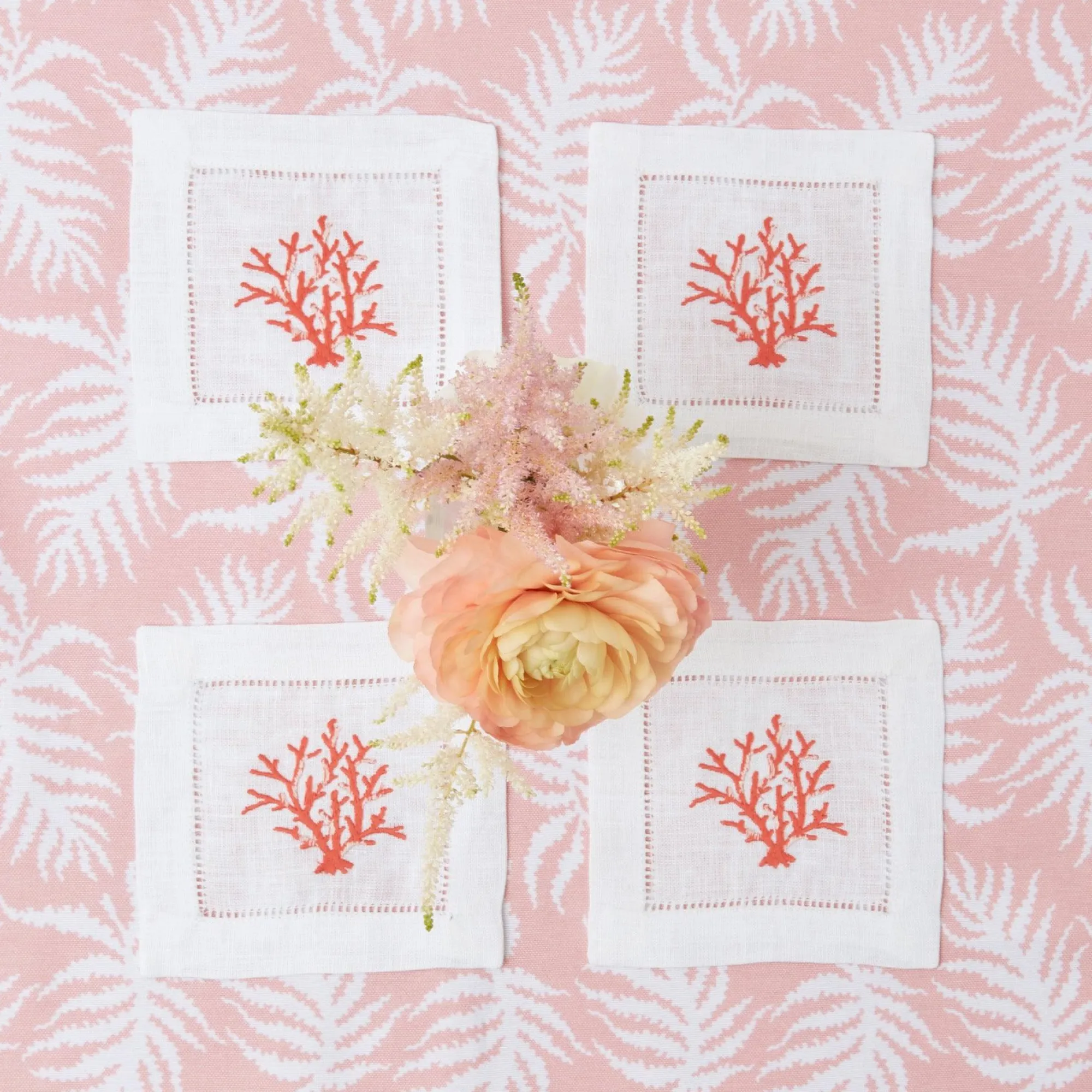coral_linen_cocktail_napk_5.webp Fashion Coral Linen Cocktail Napkins (Set Of 4) Napkins