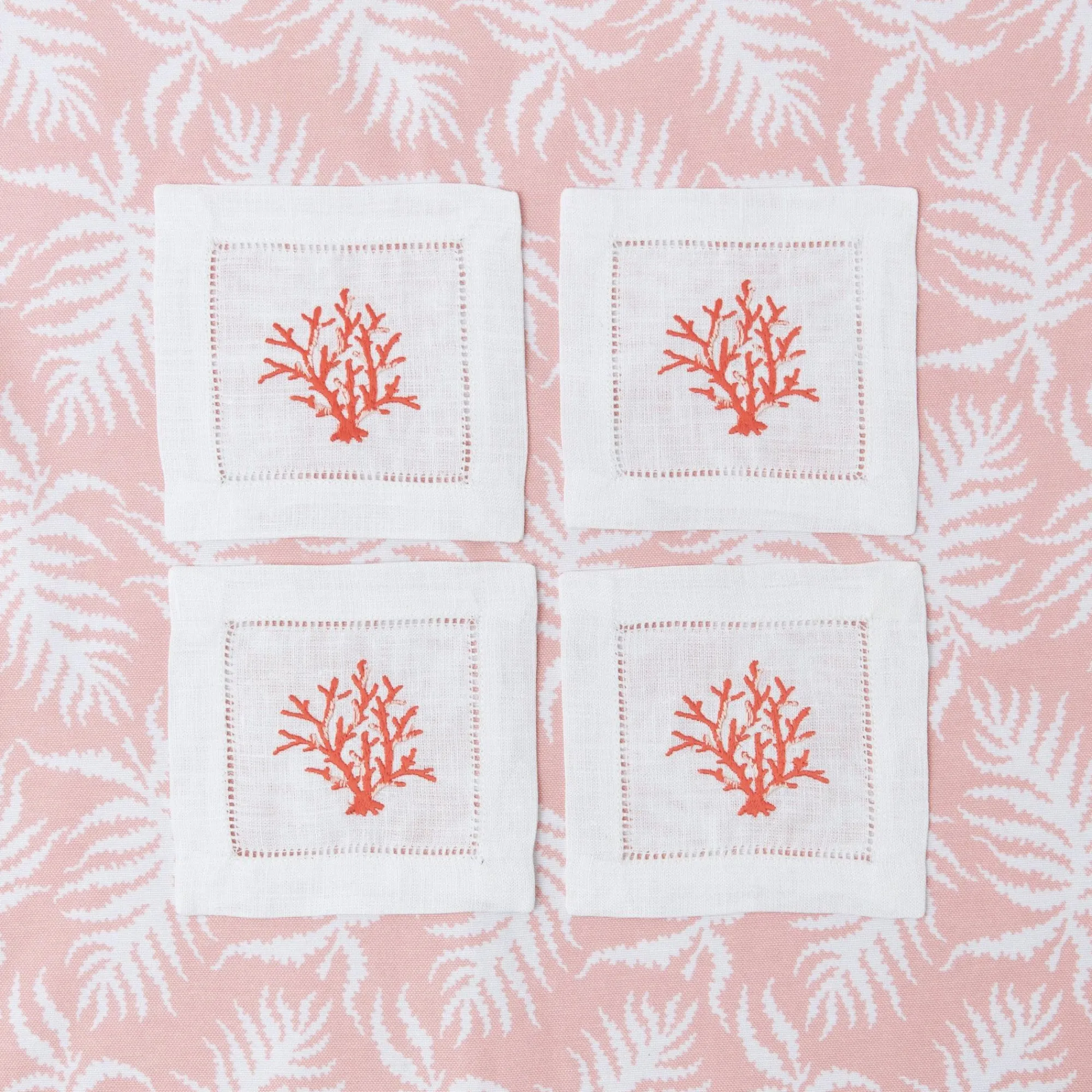 coral_linen_cocktail_napk_7.webp Fashion Coral Linen Cocktail Napkins (Set Of 4) Napkins