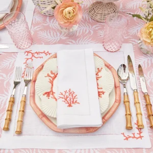 Fashion Coral Linen Napkins (Set Of 4) Napkins