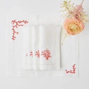 Fashion Coral Linen Napkins (Set Of 4) Napkins