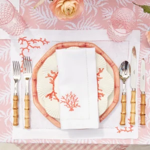 Cheap Coral Linen Placemats & Napkins (Set Of 4) Table Linen Sets