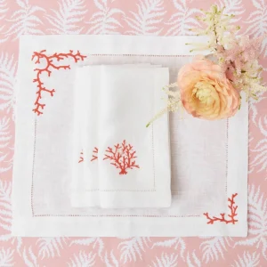 Cheap Coral Linen Placemats & Napkins (Set Of 4) Table Linen Sets