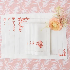 Shop Coral Linen Placemats (Set Of 4) Placemats