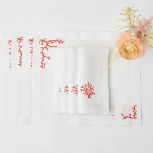 Shop Coral Linen Placemats (Set Of 4) Placemats