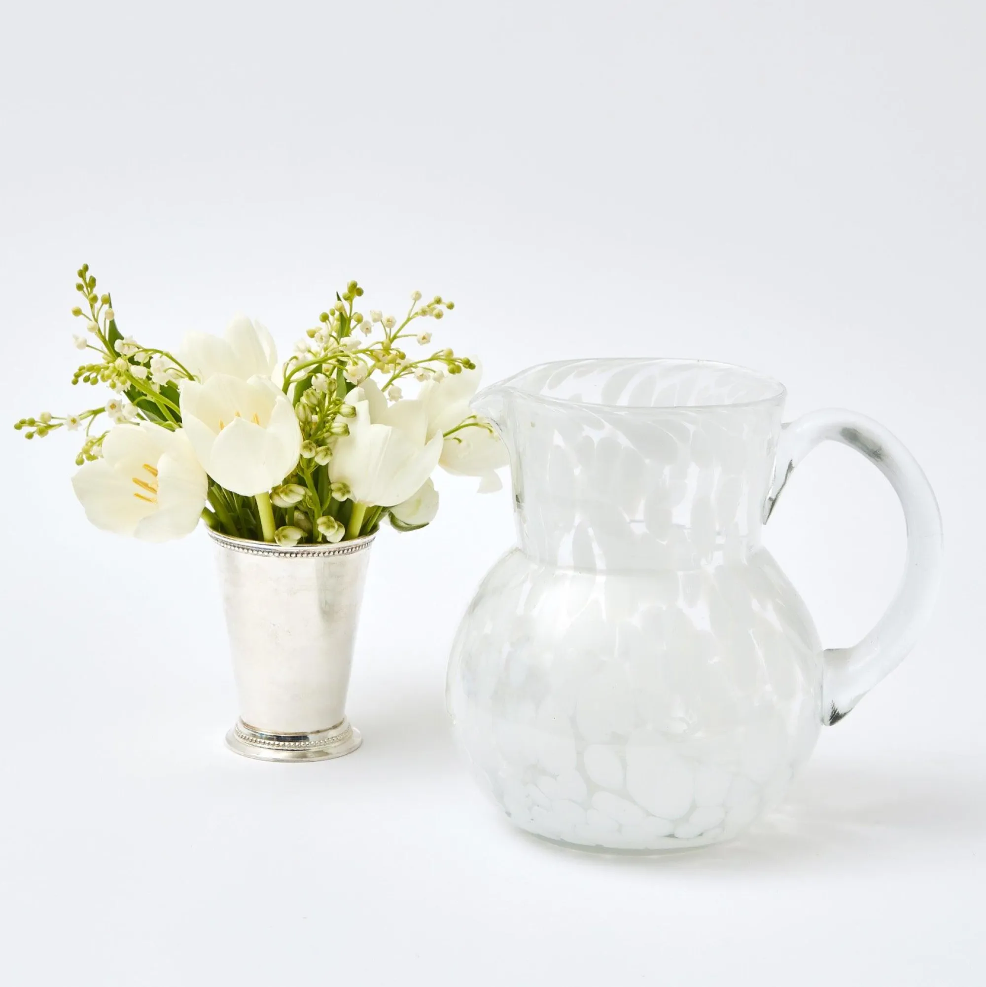 dappled_white_glasses__ju_3-1.webp New Dappled White Glasses & Jug Set Jugs