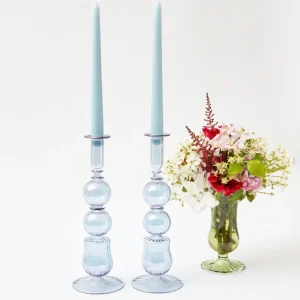 Outlet Delphine Blue Candle Holders (Pair) Candle Holders