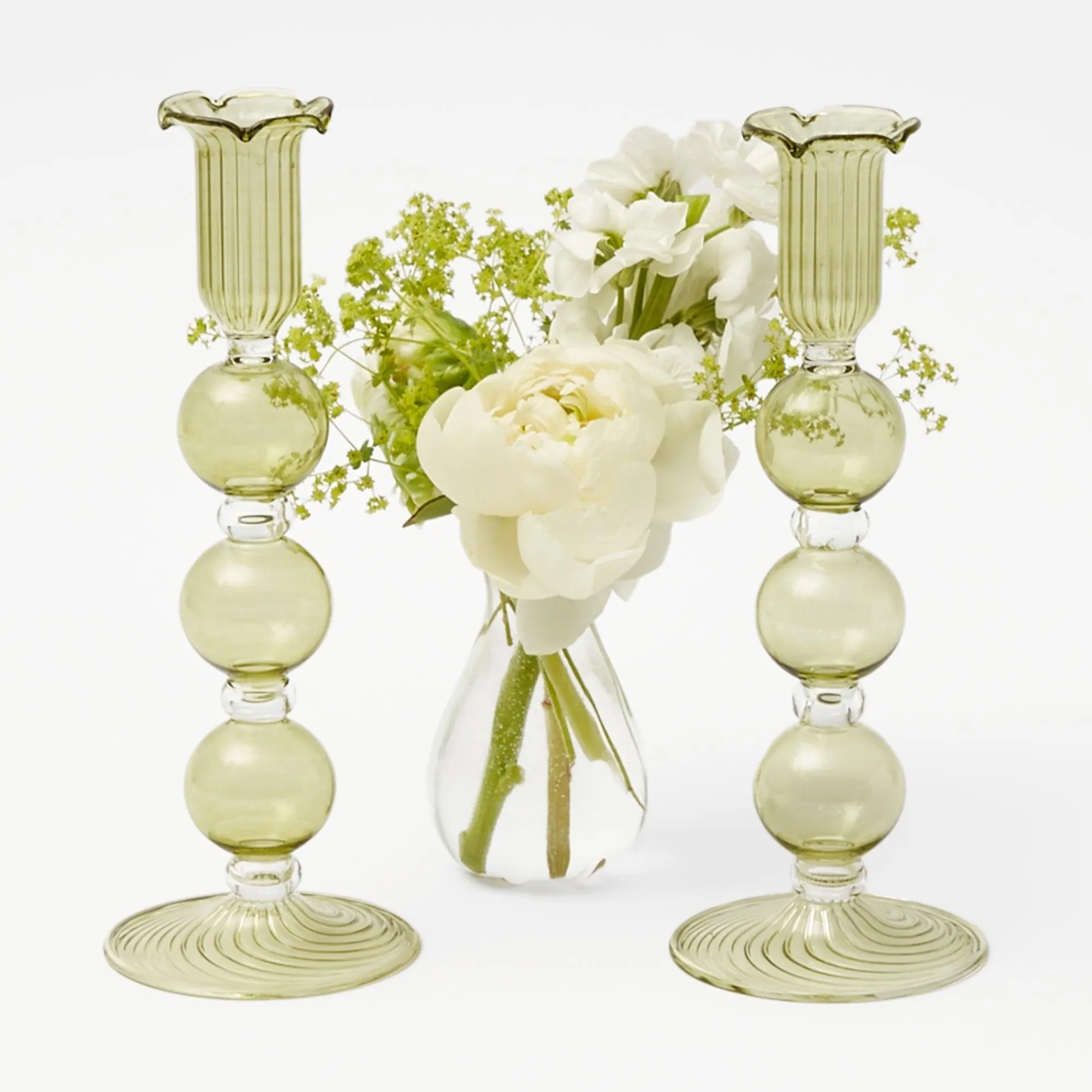 eden_green_fluted_candle__0.webp Store Eden Green Fluted Candle Holders (Pair) Candle Holders