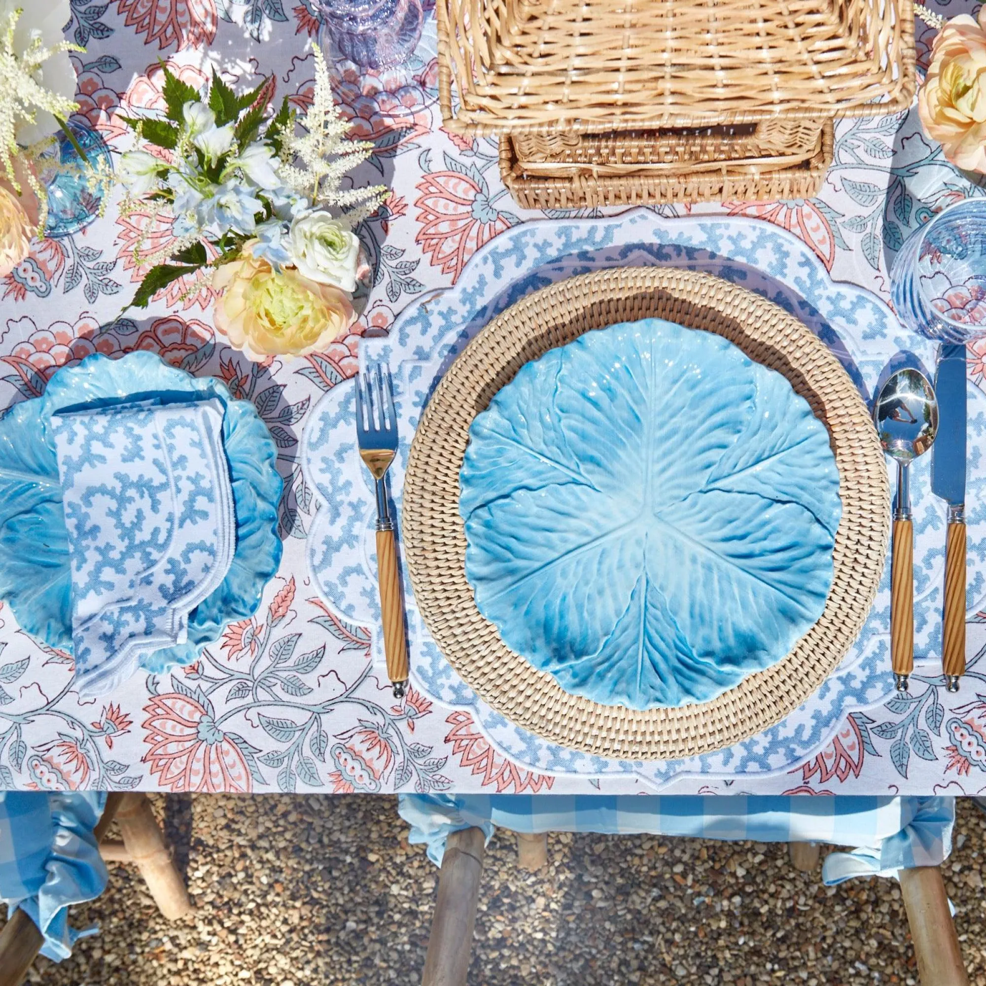 edie_blue_coral_placemats_4.webp Online Edie Blue Coral Placemats & Napkins (Set Of 4) Table Linen Sets