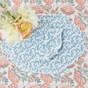Online Edie Blue Coral Placemats & Napkins (Set Of 4) Table Linen Sets