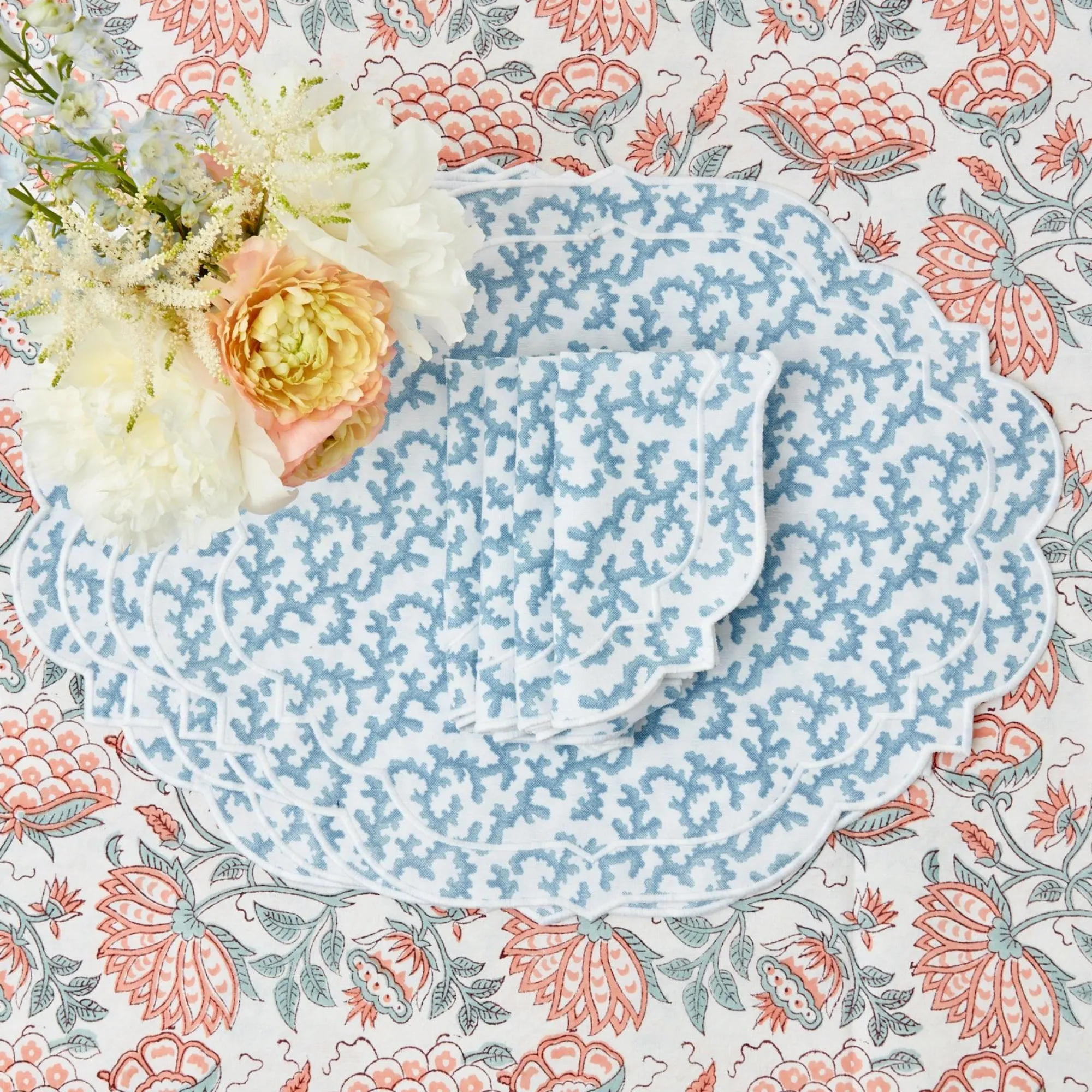edie_blue_coral_placemats_5.webp Online Edie Blue Coral Placemats & Napkins (Set Of 4) Table Linen Sets