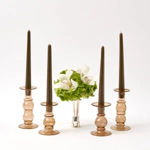 Fashion Elise Small Amber Candle Holder (Pair) Candle Holders