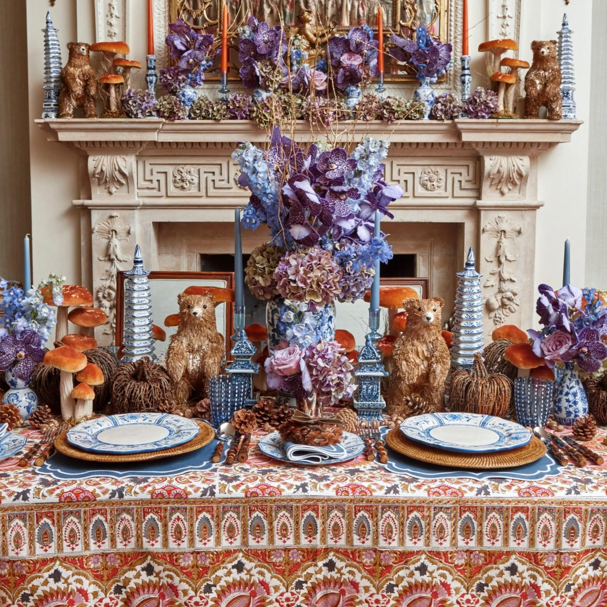 elodie_blue_candle_holder_1.webp Store Elodie Blue Candle Holders (Pair) Candle Holders