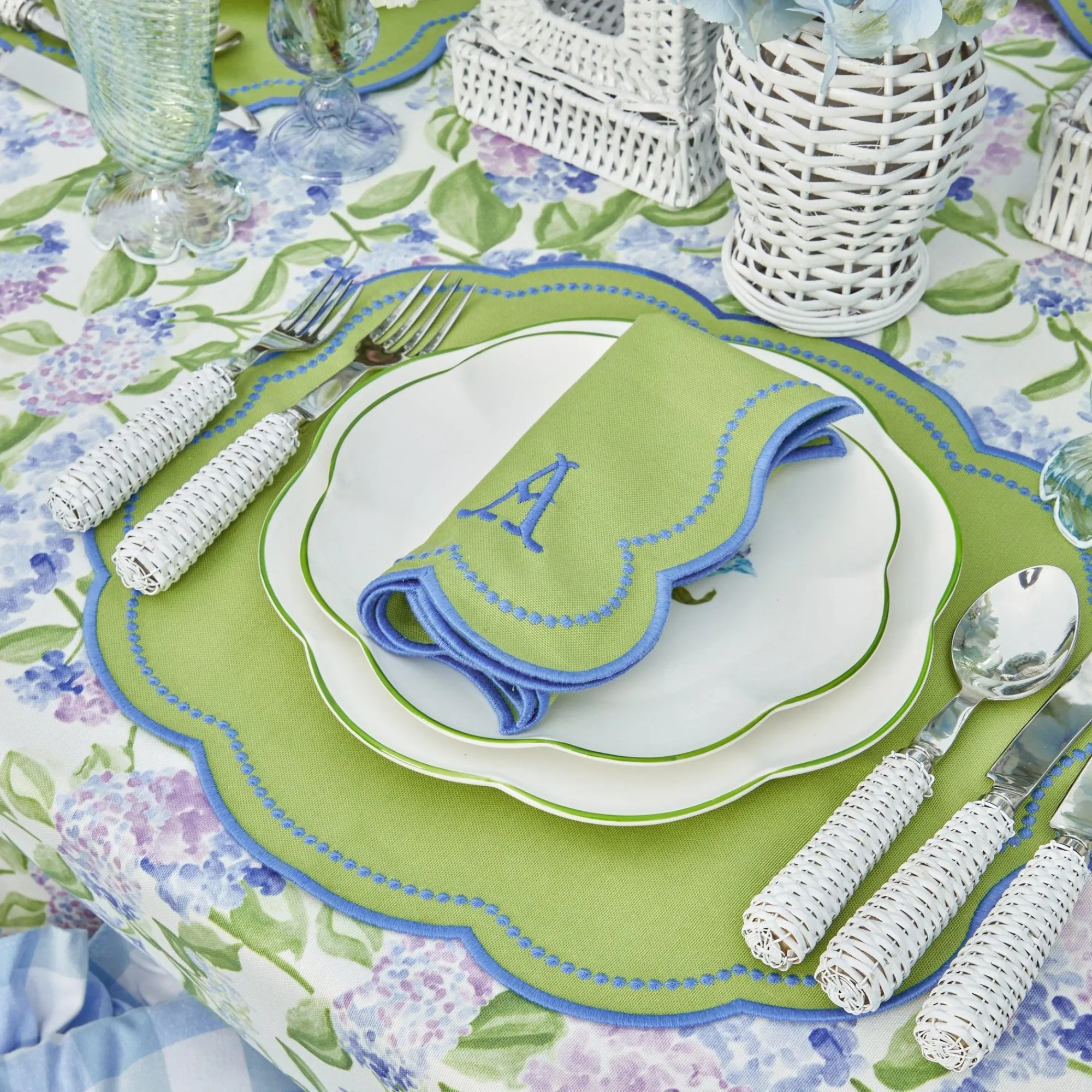 eloise_green_and_blue_pla_6.webp Hot Eloise Green And Blue Placemats & Napkins (Set Of 4) Table Linen Sets