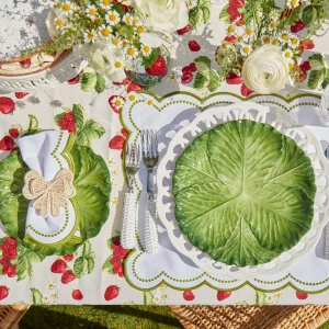 Fashion Elsa White & Green Napkins (Set Of 4) Table Linen Sets