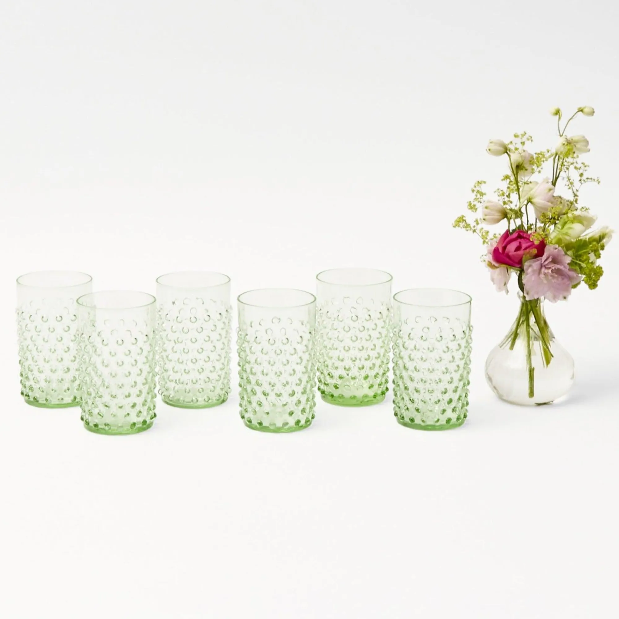 emerald_hobnail_glasses_s_0.webp Clearance Emerald Hobnail Glasses (Set Of 6) Glasses