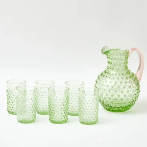 Hot Emerald Hobnail Jug & Rose Handle Jugs