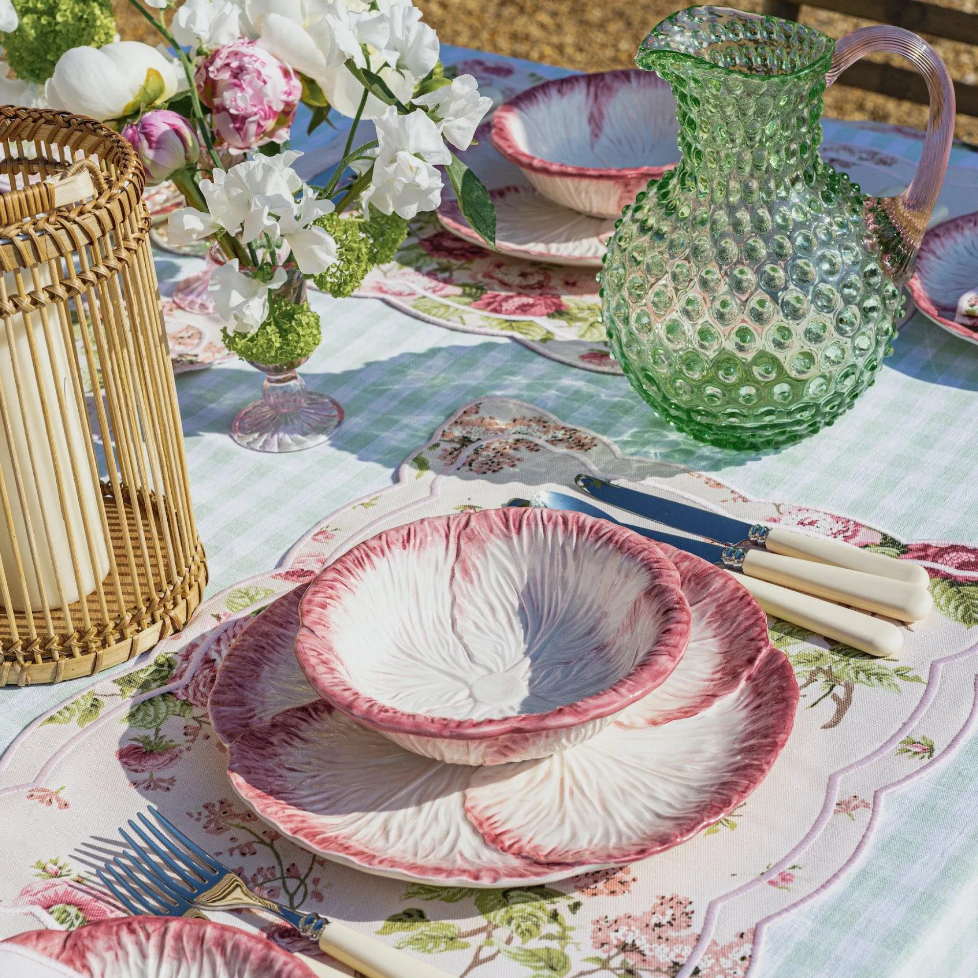 emerald_hobnail_jug_with__12.webp Clearance Emerald Hobnail Jug With Rose Handle & Glasses (Set Of 6) Glassware Sets