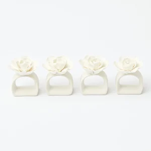 Shop Fiore Porcelain Napkin Rings (Set Of 4) Napkin Rings, Bows & Wreaths