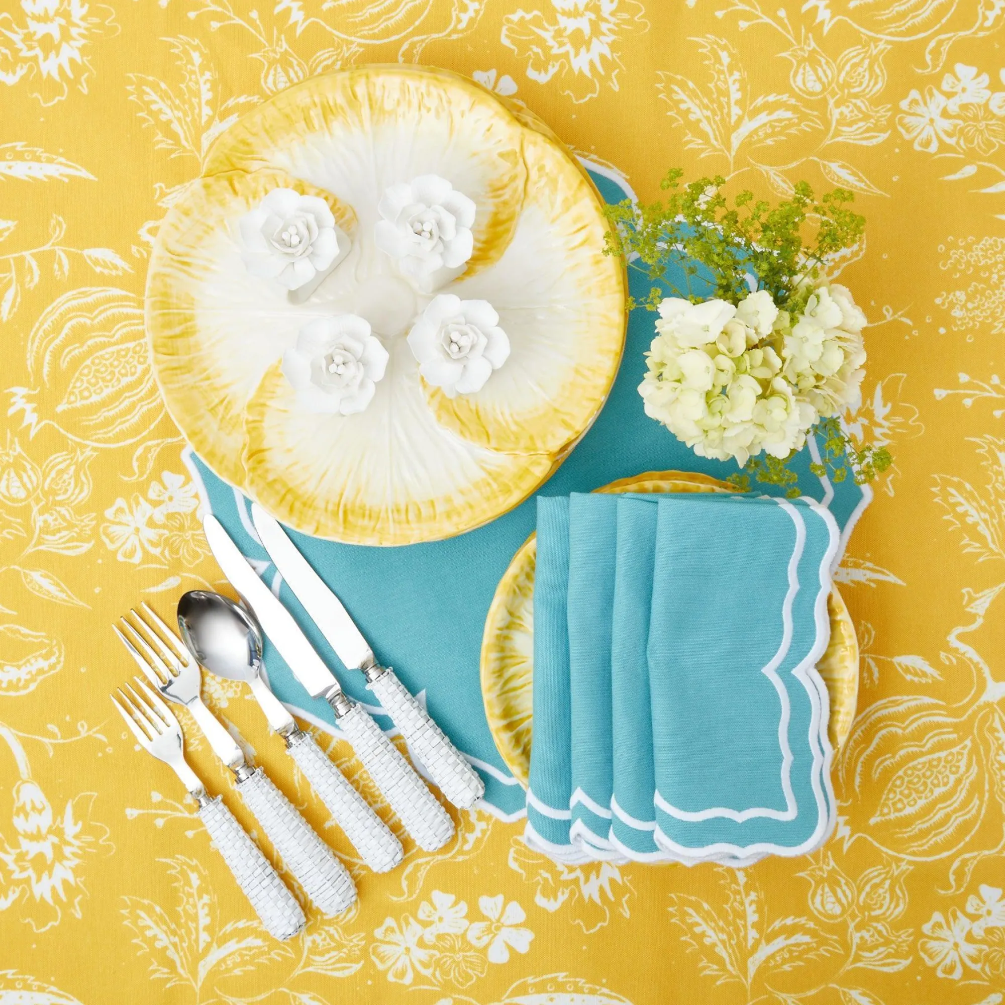 fleur_turquoise_napkins_s_12.webp Shop Fleur Turquoise Napkins (Set Of 4) Napkins